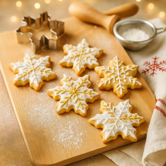 emporte piece et biscuits glacés sur un plateau dans la cuisine