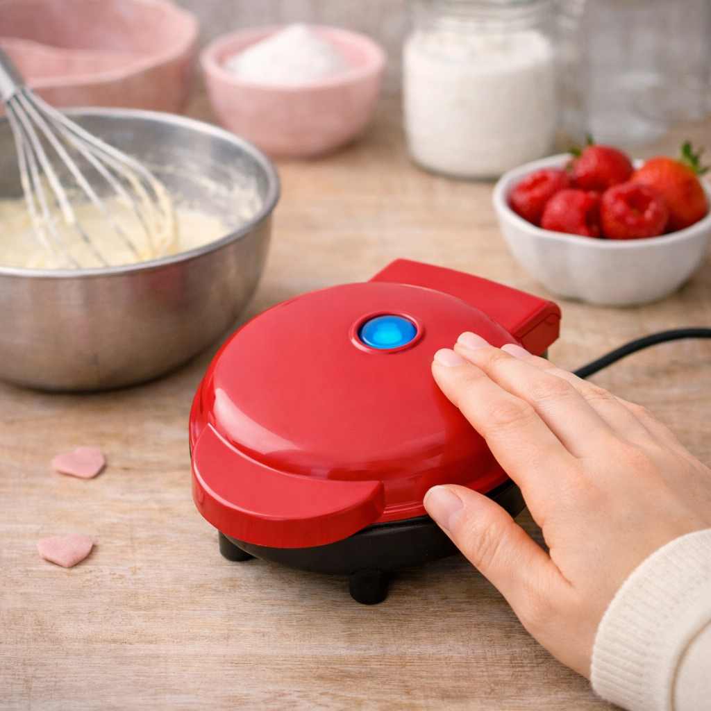 Mini gaufrier cœur Cuisine-etmoi fermé, appareil compact